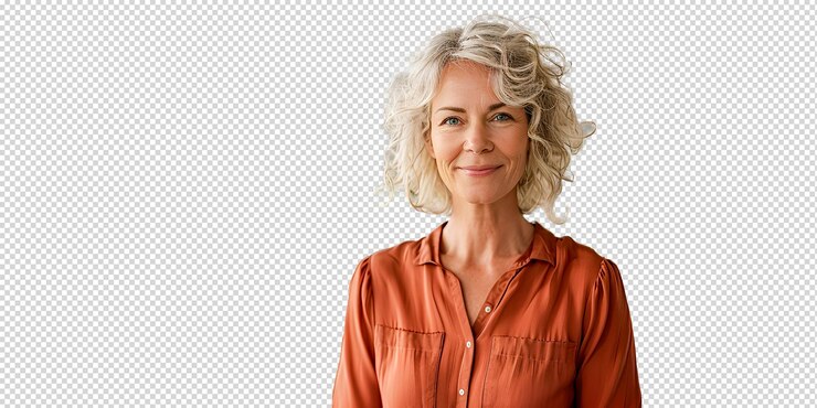 Smilling women isolated on white