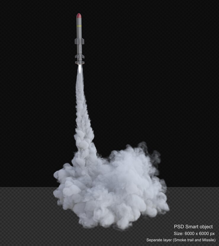 Smoke trails for missile 3d render
