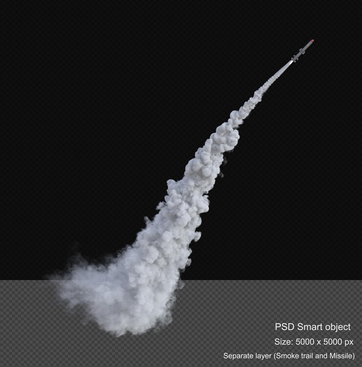 Smoke trails for missile 3d render