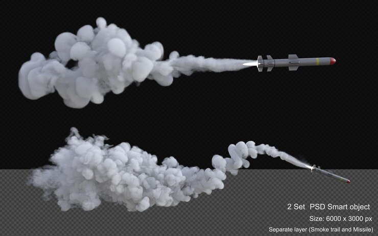 Smoke trails for missile 3d render