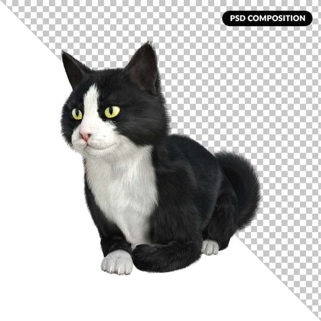 Smokingkatze isoliert 3D