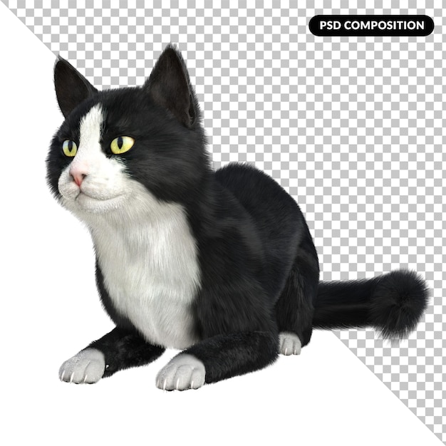 Smokingkatze isoliert 3D