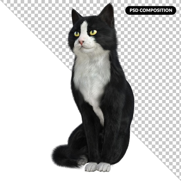 Smokingkatze isoliert 3D