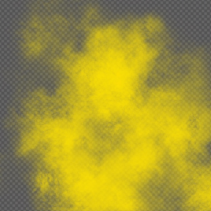 PSD smoky yellow color powder isolated on transparent background