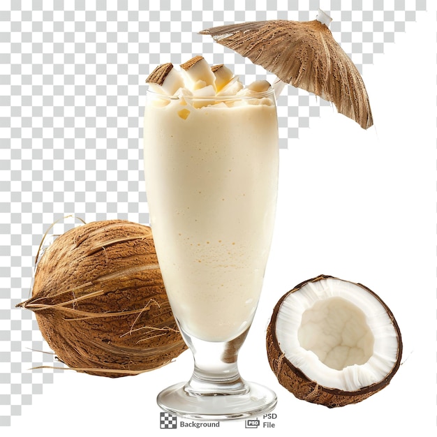 Smoothie de coco tropical con fondo transparente