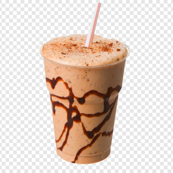PSD smoothie de café de chocolate com palha