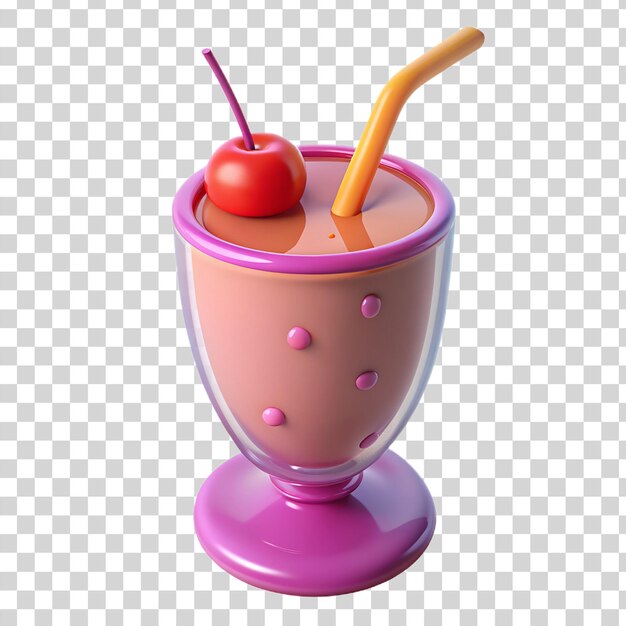 Smoothie de frutas de desenho animado 3d no copo isolado em fundo transparente