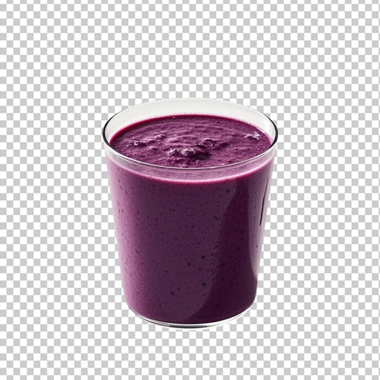 PSD smoothie de mirtilos orgânicos frescos em fundo transparente