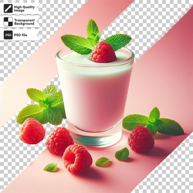 Smoothie De Framboise Psd Avec De La Menthe Sur Fond Transparent