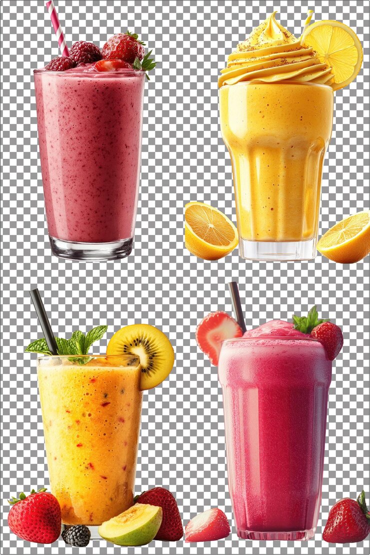 Smoothie hiperrealista aislado PNG con fondo transparente claro muy detallado