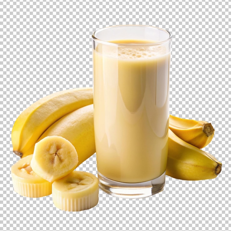 PSD smoothie de plátano dulce y fresco en un fondo transparente
