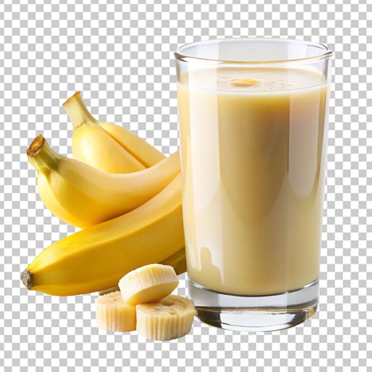 PSD smoothie de plátano dulce y fresco en un fondo transparente