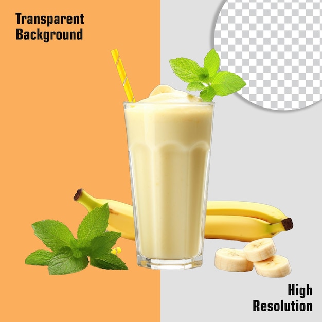 PSD smoothie de plátano dulce y fresco renderizado en 3d fondo transparente