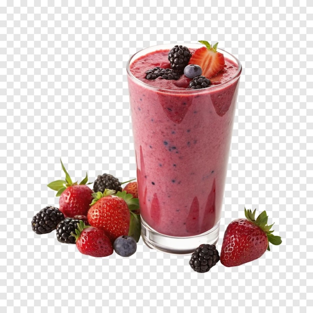 Smoothie rafraîchissant de fraises et de mûres isolé sur un fond blanc transparent b