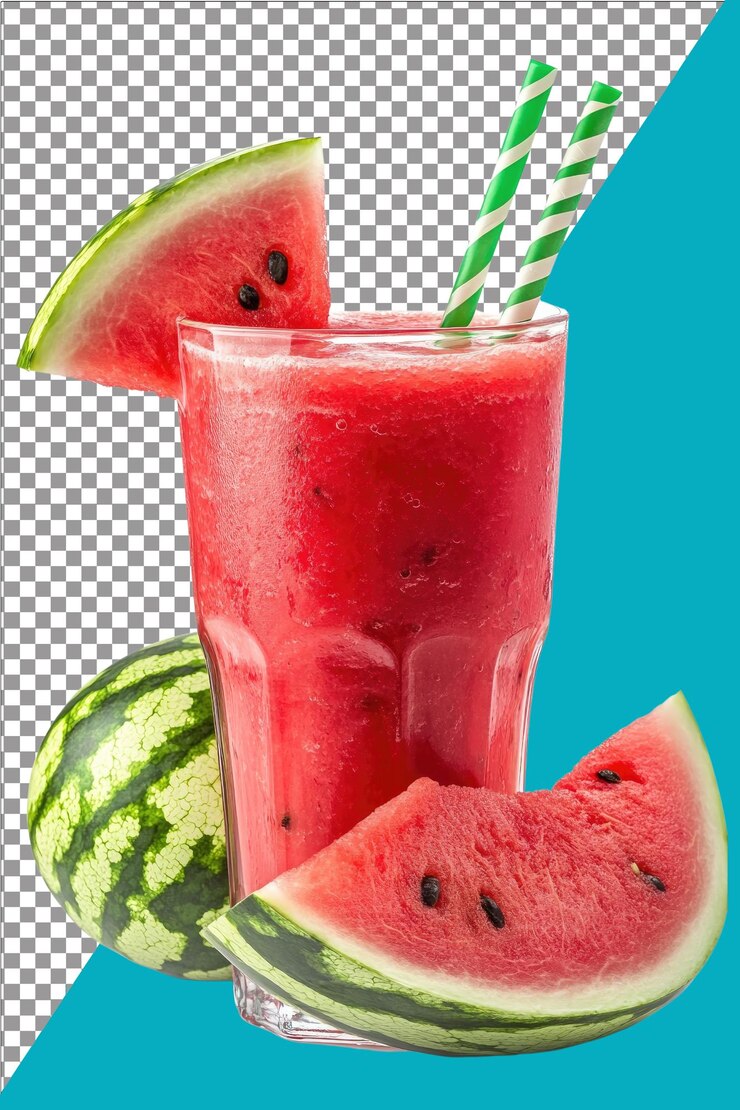 Smoothie de sandía fresco y dulce perfecto para el verano hiperrealista aislado blanco plano Transpa