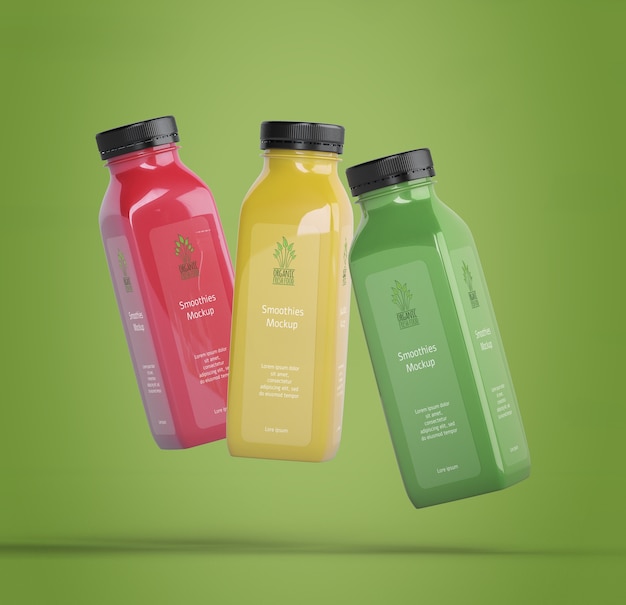 PSD smoothies colorés sur fond vert