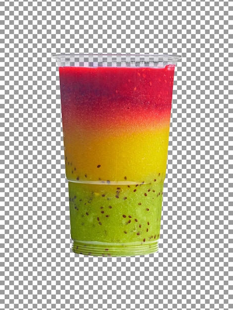 Smoothies coloridos saborosos em um copo com fundo transparente