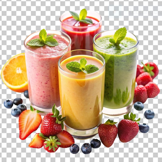 PSD smoothies fruités sur fond transparent