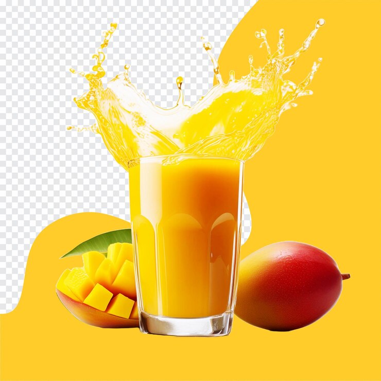 PSD smootie de jugo de mango con mango aislado en un fondo transparente png