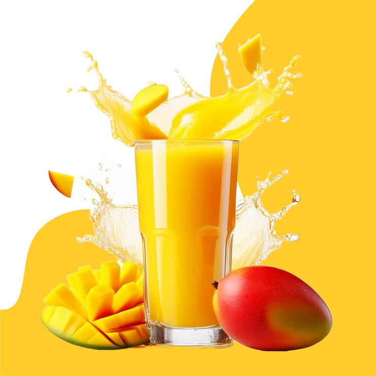 PSD smootie de jugo de mango con mango aislado en un fondo transparente png
