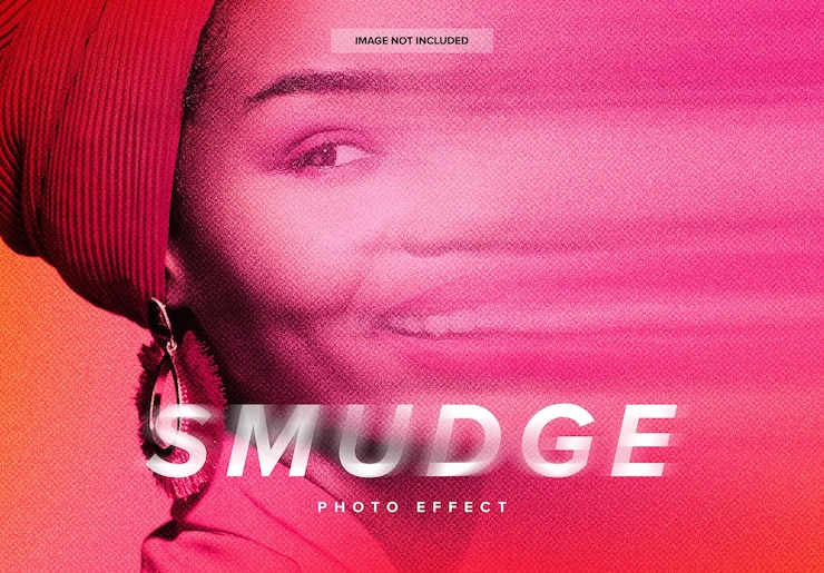 PSD smudged image effect mockup