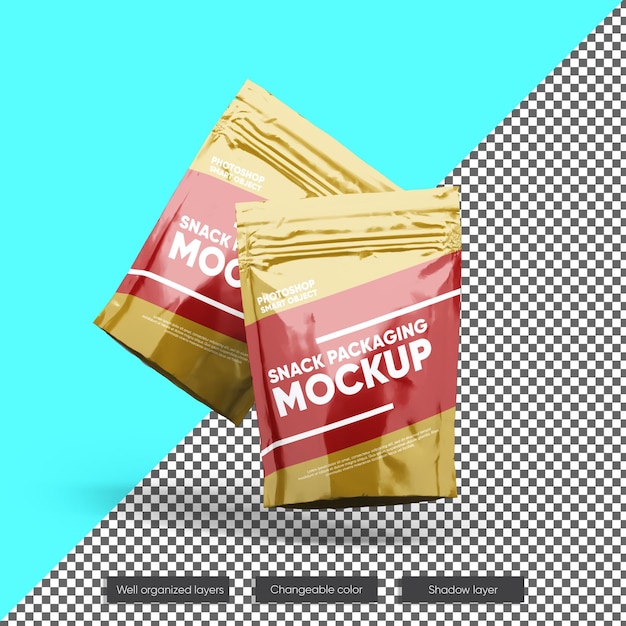 Snack pouch packaging mockup