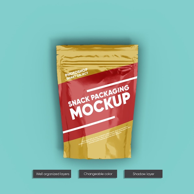 Snack pouch packaging mockup