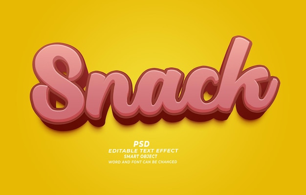 Snack PSD 3d Efecto de texto editable