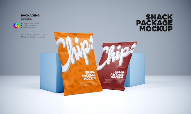 Snackpaketmodell in 3d-rendering