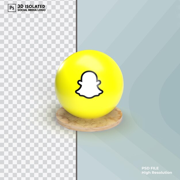 snapchat 3D render moderno icono de redes sociales premium PSD