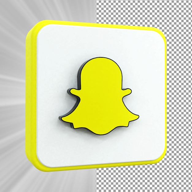 Snapchat 3d Social Media icon Icona 3d lucida colorata rendering 3d per la composizione