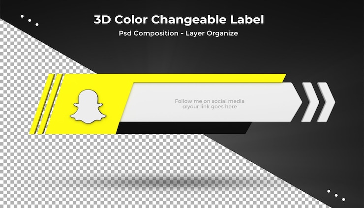 PSD snapchat conéctanos en las redes sociales tercio inferior diseño 3d icono de representación
