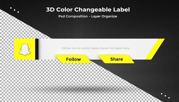 SnapChat Connect Us sui social media inferiore terzo 3d design render icona badge