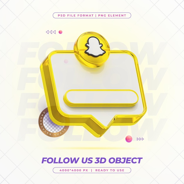 Snapchat Folgen Sie uns Banner Element Icon Isolierte 3D-Render
