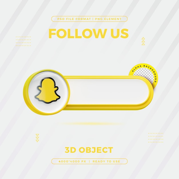 snapchat follow us banner element icon isolated 3d render