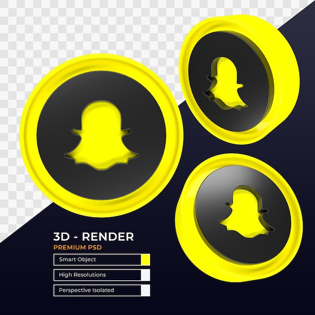 Snapchat Icon Perspective Isoliertes 3D-Rendering