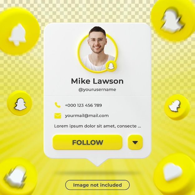 Snapchat perfil banner icono 3d render etiqueta composición