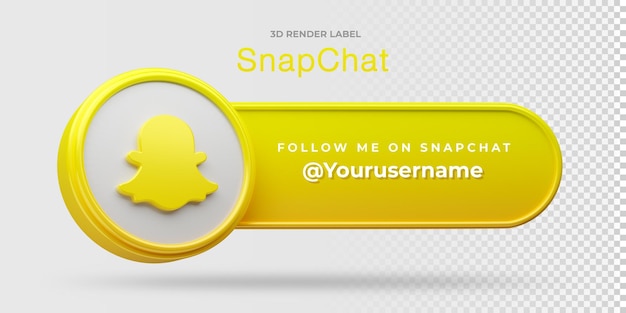 Snapchat sígueme banner 3d render etiqueta aislada sobre fondo blanco