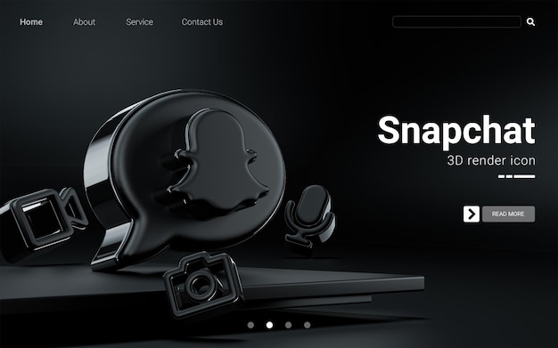 Snapchat Social Icon für Business Web Template Cover und Marketing 3d render dunkelschwarzen Hintergrund