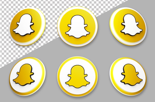 PSD snapchat social media logo-set im 3d-stil