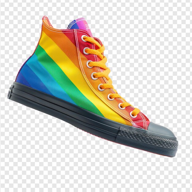 Sneaker LGBT couleur de fierté couleur vue latérale isolée sur fond de transparence PSD