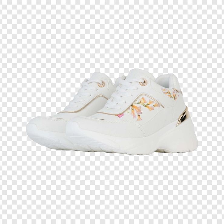 PSD sneakers brancos com estampa floral