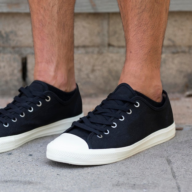 Sneakers de lona preta mockup psd sapatos masculinos fotografia de vestuário