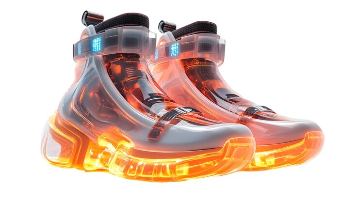 PSD sneakers futuristas y brillantes