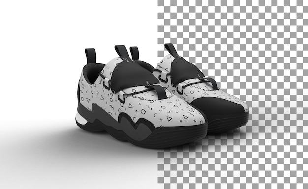 Sneakers-Winkelansicht mit Schatten 3D-Rendering