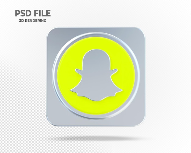 Snipchat logo 3d social media com silver styles