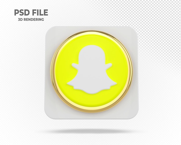 PSD snipchat logo moderne social media mit gold 3d