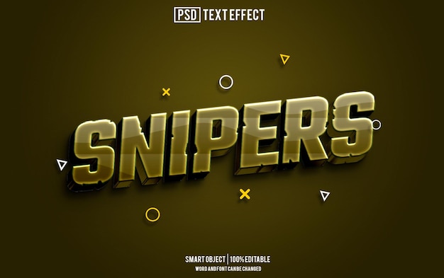 sniper text effect font editable typography 3d text