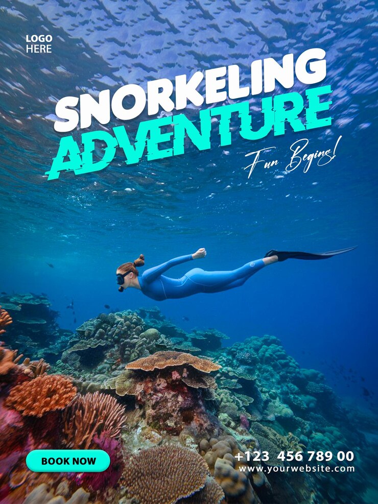 Snorkeling Avventura Estate Mare Esplorare Oceano Affari Flyer Design Poster Template Social Media