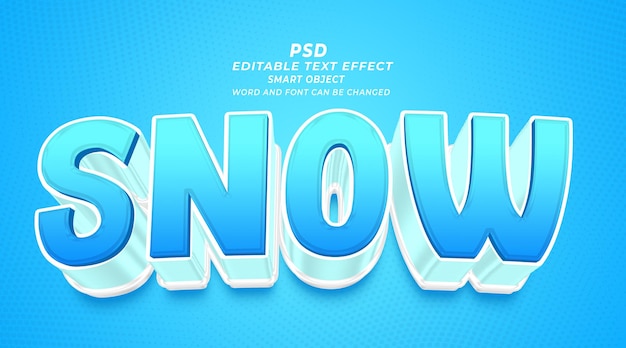 Snow 3d editable text effect photoshop template
